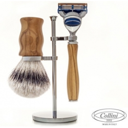 Set da barba Rasoio Fusion e manici in Olivo Collini1955