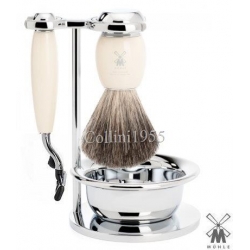 Set da barba Mühle manico bianco con ciotola