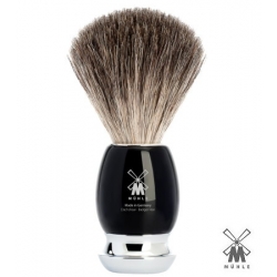 Pennello da barba in tasso Mühle nero e base in metallo