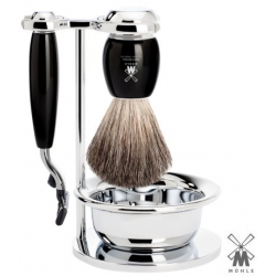 Set da barba Mühle Mach3 nero con ciotola